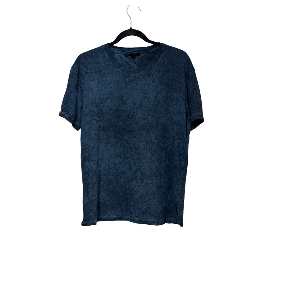 John Varvatos Star USA Mens Blue Textured Acid Wash Crew Neck Tee  M